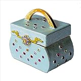 Blue Purse Box Swarovski Crystals 24K Gold Jewelry, Trinket, Pill Box Trinket FREE SHIP Certificate of Authenticity