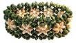 Natural Wood Green and White Stars Bracelet
