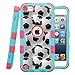 iPod Touch 5th / 6th Case, CASECREATOR[TM] for Apple iPod Touch 5th / 6th Generation () - Natural TUFF Hybrid Rubber Hard Snap-on Case Pink Teal Blue-Soccer Balls