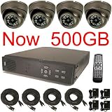 USA Security Store --- 4 Sharp CCD Day/Night Vision Color Cameras with 4 CH Security Surveillance DVR System Built-in 500GB HDD, Included 4x65FT video cables and Power Supplies KIT