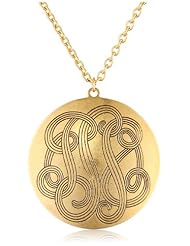 Yochi Gold Monogram Long Necklace, 36"
