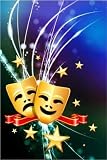 Comedy and Tragedy Masks on Abstract Modern Light Background - 18