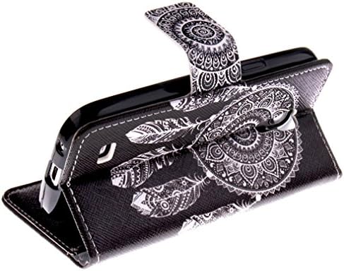 Galaxy S4 Case, Fernando Zou Luxury Double Side Black Dreamcatcher Pattern PU Leather [ Card Slot ] Flip Wallet Magnetic Case Cover for Samsung Galaxy S4 I9500 + 24K Gold Sticker
