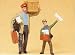 PORTER & NEWSBOY FIGURES - PREISER G SCALE MODEL TRAIN FIGURES 45063