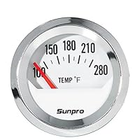 Sunpro CP8201 StyleLine Electrical Water/Oil Temperature Gauge - White Dial