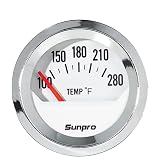 Sunpro CP8201 StyleLine Electrical Water/Oil Temperature Gauge - White Dial