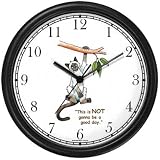 Siamese Cat Hanging from Tree Limb - Cat Cartoon or Comic - JP Animal Wall Clock by WatchBuddy Timepieces (Black Frame)