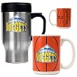 Denver Nuggets NBA Stainless Steel Travel Mug & Gameball Ceramic Mug Set - Primary Logo by Great American Products