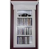 (MC-142) 42 Solid Wood Recessed In-the-wall CD Media Storage Shelf with Crown Top and Enamel Finish by 
