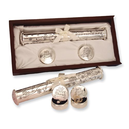 Silver-plated Birth Certificate Holder and Memory Box Set