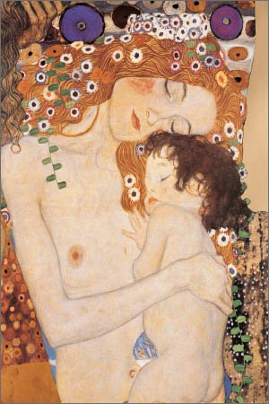 Gustav Klimt Mother And Child Nude Art Poster Print - 24