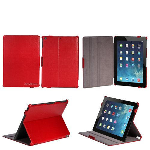 AceAbove Apple iPad Air Case - Slim-Fit Case with Stand for iPad 5 Air (5th Gen) Tablet, RED (With Smart Cover Auto Wake / Sleep)