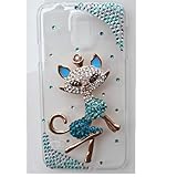 EVTECH(TM) 3D Handmade Rhinestone Cute Cat Series Crystal Diamond Design White Hard Case Cover for Samsung Galaxy S5 I9600 Samsung Galaxy S5/ GS 5 AT&T G900A/ Sprint G900P/ Verizon G900V/ T-mobile G900T (100% Handcrafted)