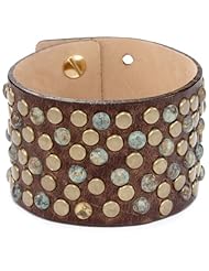 Streets Ahead 1 3/8" Combo Studs with Chocolate Italian Leather Cuff Bracelet