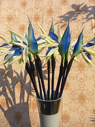 Elefan 31" Large Artificial Elegant Bird of Paradise - Tropical Flower Bouquet Latex Silk Flower Bouquets 6pcs (blue (lot of 6pcs))