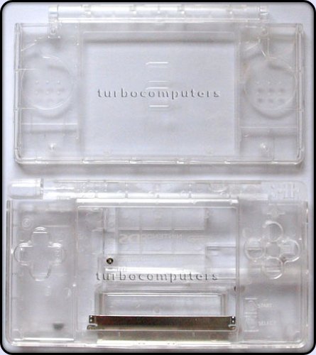 Crystal Clear Transparent - Nintendo DS Lite Complete Full Housing Shell Case Replacement Repair w/ Hinge Set Crystal Clear Transparent - Nintendo DS Lite Complete Full Housing Shell Case Replacement Repair w/ Hinge Set