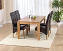Versailles 120 Solid Oak Dining Table with 4 Black Venezia Chairs