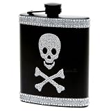 Skull and Crossbones Flask with Rhinestone Accents