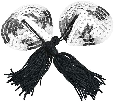 Women Lingerie Sequin Tassel Breast Bra Nipple Cover Silver