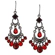 Jet & Siam Hues Crescent Chandelier Earrings