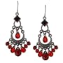 Jet & Siam Hues Crescent Chandelier Earrings