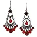 Jet & Siam Hues Crescent Chandelier Earrings