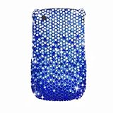 Sparkling Blue with Silver Full Diamond Rhinestone Snap on Hard Skin Bling Cover Case for Blackberry Curve 8520 8530