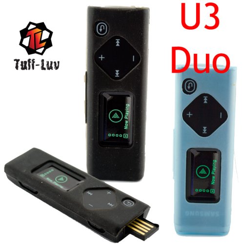i-nique Tuff-Luv 2 x Silicone skin cover case Duo Pack for Samsung YEPP YP-U3 (BLACKBLUE)