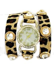 Geneva Womens Rhinestone Mother of Pearl Wrap-around Watch Leopard Print-Leopard -3