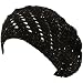 Swirl Knit Winter Ski Beret Knit Tam Hat Shiny Black with Gold Threading