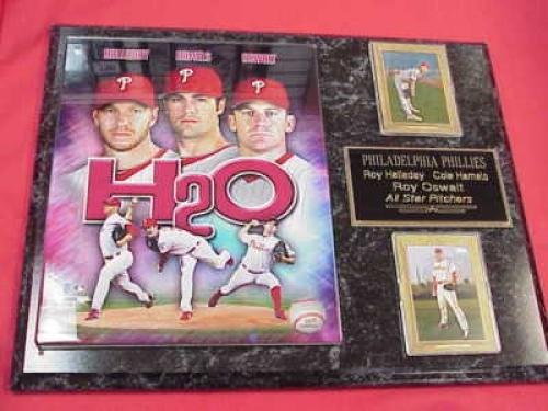 Phillies Roy Oswalt Roy Halladay Cole Hamels 2 Card Collector Plaque