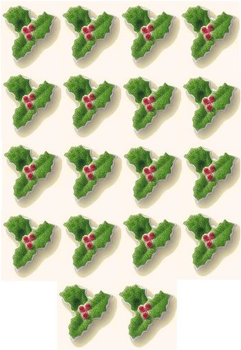 Holly Cakes, Cupcakes, Cookies - Holly Leaves Shaped Edible Hard Sugar Decorations (18... by Lucks