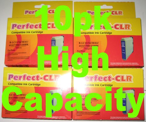 10PK (4B,2C,2M,2Y) LC65 LC 65 non-OEM BROTHER ink Fits Brother All-in-One Machines MFC-5890CN, MFC-6490CW, 29ml black and 20ml color.