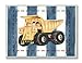 The Kids Room by Stupell Dump Truck on Blue Stripes Rectangle Wall Plaque