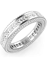 925 Sterling Silver Princess Cut Cubic Zirconia CZ Milgrain Eternity Band Ring