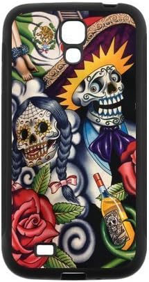 Sugar Skull Day of the Dead Protective Rubber Cell Phone Cover Case for SamSung Galaxy S4,SIV Cases