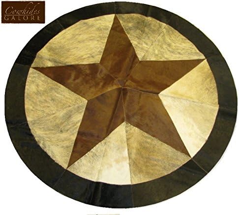 60" Round Single Star Cowhide Area Rug