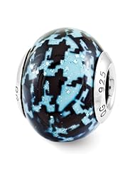 Sterling Silver Reflection Blue & Black Overlay Italian Bead