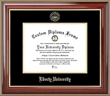 Liberty University Flames - Embossed Seal - Mahogany Gold Trim - Diploma Frame