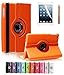 Cineyo 360 Degree Rotating Stand Case Cover for Apple iPad 2/3/4 (Orange)