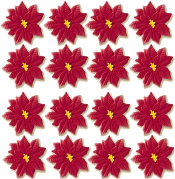 Flowers Cakes, Cupcakes, Cookies - Poinsetta Shaped Hard Sugar Decorations (16 pcs) by Lucks