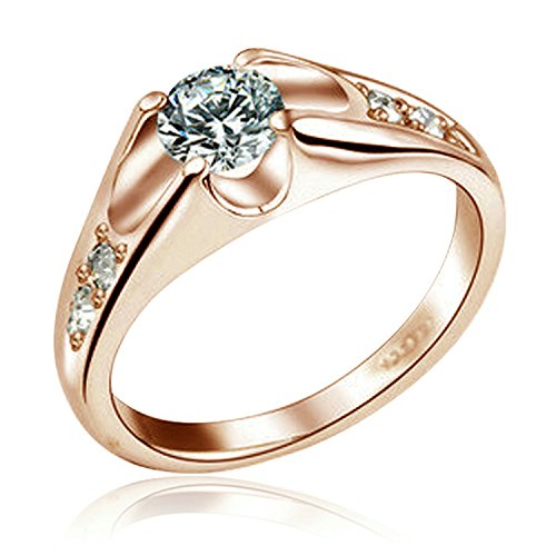 [Fashion Series] Yoursfs Unique 18k Rose Gold Plated 2ct solitaire Cubic Zirconia CZ Valentine's Day Gift Ring