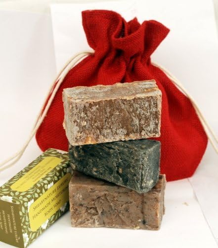 This offer contains, Deodourising Charcoal Natural Soap , Body Polishing Shea nut and Coffee Soap, Yummy Chocolate soap. You get 3 Bars of rich Creamy soaps. Natural, Moisturising, Shea Butter Natural Hand Made Soap Gift Set, by SheaByNature Skincare Ltd