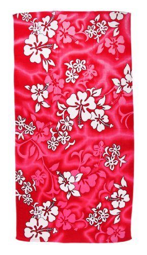 Hot Pink Hibiscus Flowers Reactive Beach Towel 60
