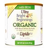 Bright Beginnings Organic Milk Based Infant Formula Powder with Iron and DHA, 25.75 Ounce Cans (Pack of 6)