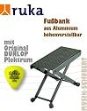 Gitarren-Fußbank - RUKA Aluminium rostfrei - nur 220 Gramm leicht inkl. Tasche und Original Dunlop Plektrum