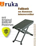 Zoom Produkt-Bild: Gitarren-Fu&szlig;bank - RUKA Aluminium rostfrei - nur 220 Gramm leicht inkl. Tasche und Original Dunlop Plektrum