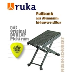 Gitarren-Fu�bank - RUKA Aluminium rostfrei - nur 220 Gramm leicht inkl. Tasche und Original Dunlop Plektrum