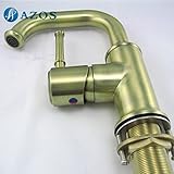 AZOS 洗面器の蛇口 黄銅製 金色 単穴 台付 冷熱混合水栓 MPDKZ082G