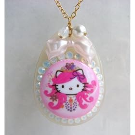Click here to buy Tarina Tarantino Hello Kitty Pink Head Oval Russian Nouveau Gold Toned NECKLACE Light Yellow * by Tarina Tarantino.